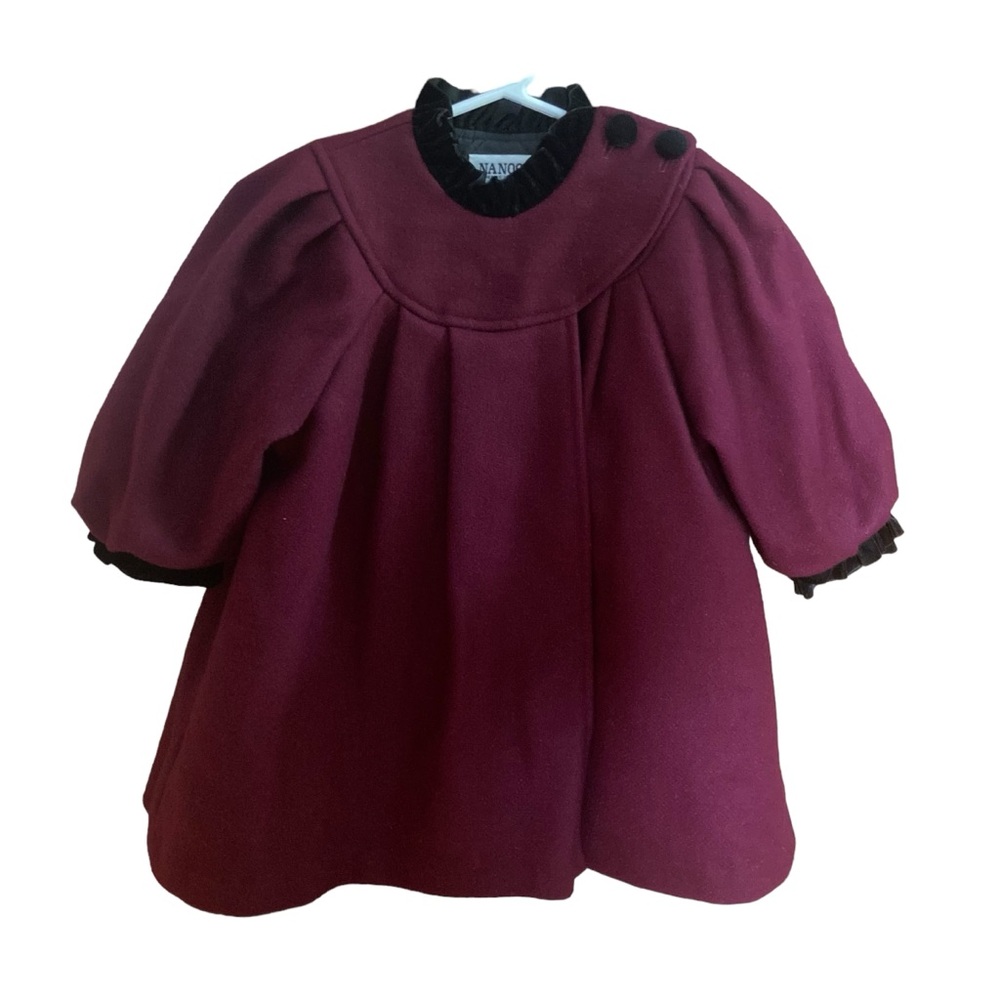 Vintage Nanook Wool Coat Cape Black Velvet Trim Made In USA